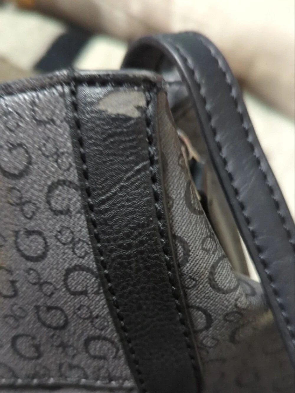 Guess Black Signature Monogram Satchel with Charm
